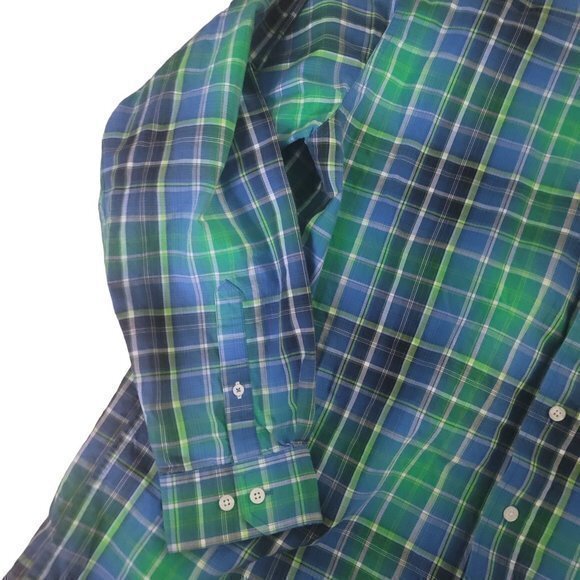 Cinch Mens Size Medium Green and Blue Long Sleeve Button Front Shirt - Picture 2 of 5